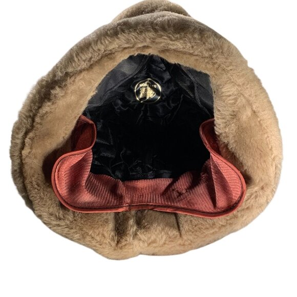 Vintage Stetson Tan Faux Fur Tyrolean Fedora Russian Winter Hat banded feather - Picture 4 of 12